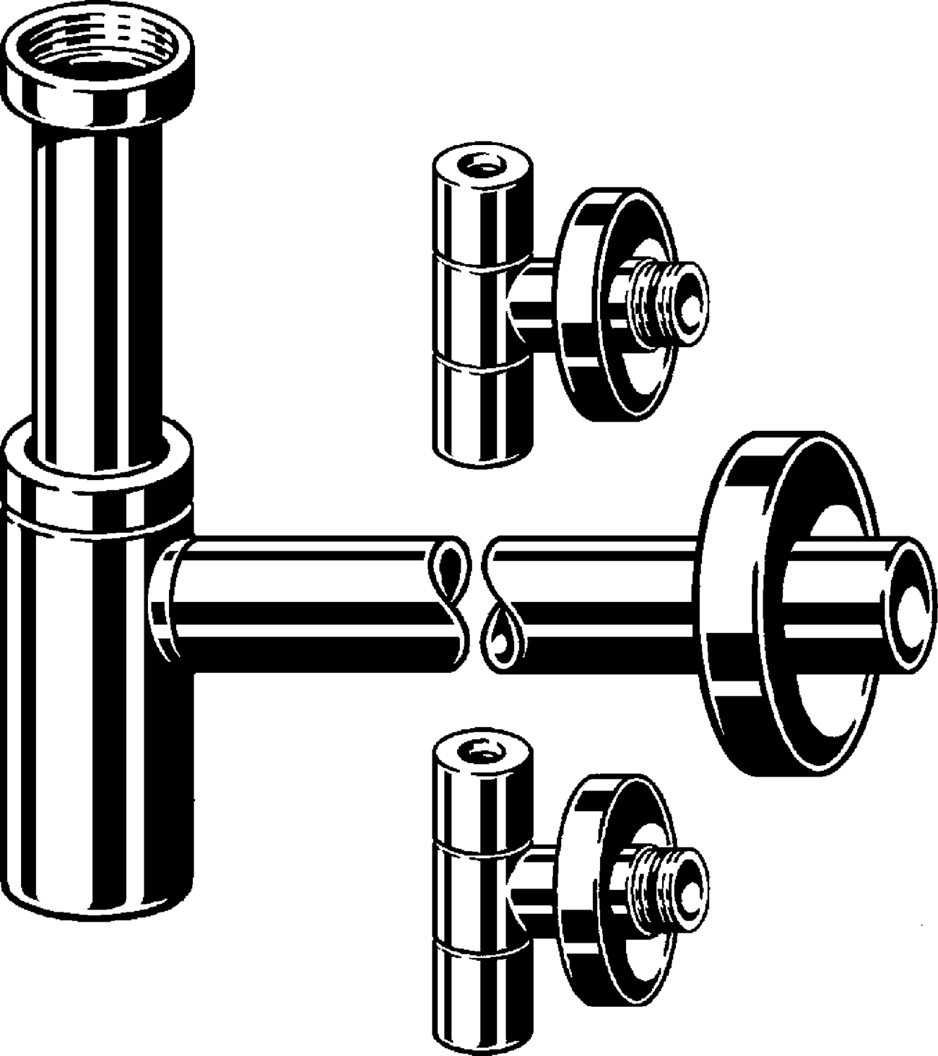 Канализационная арматура  Сифоны для умывальников и биде  Бутылочные сифоны Eleganta, угловые вентили VIEGA 492 489 Модель 5788.4 Santreyd  - Вид №1