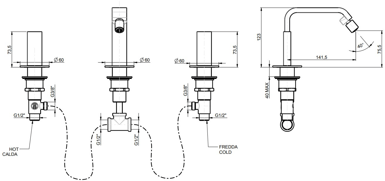 Rubinetterie Frattini Смеситель для биде с высоким изливом Vita sun-id-1452464 - Вид №4