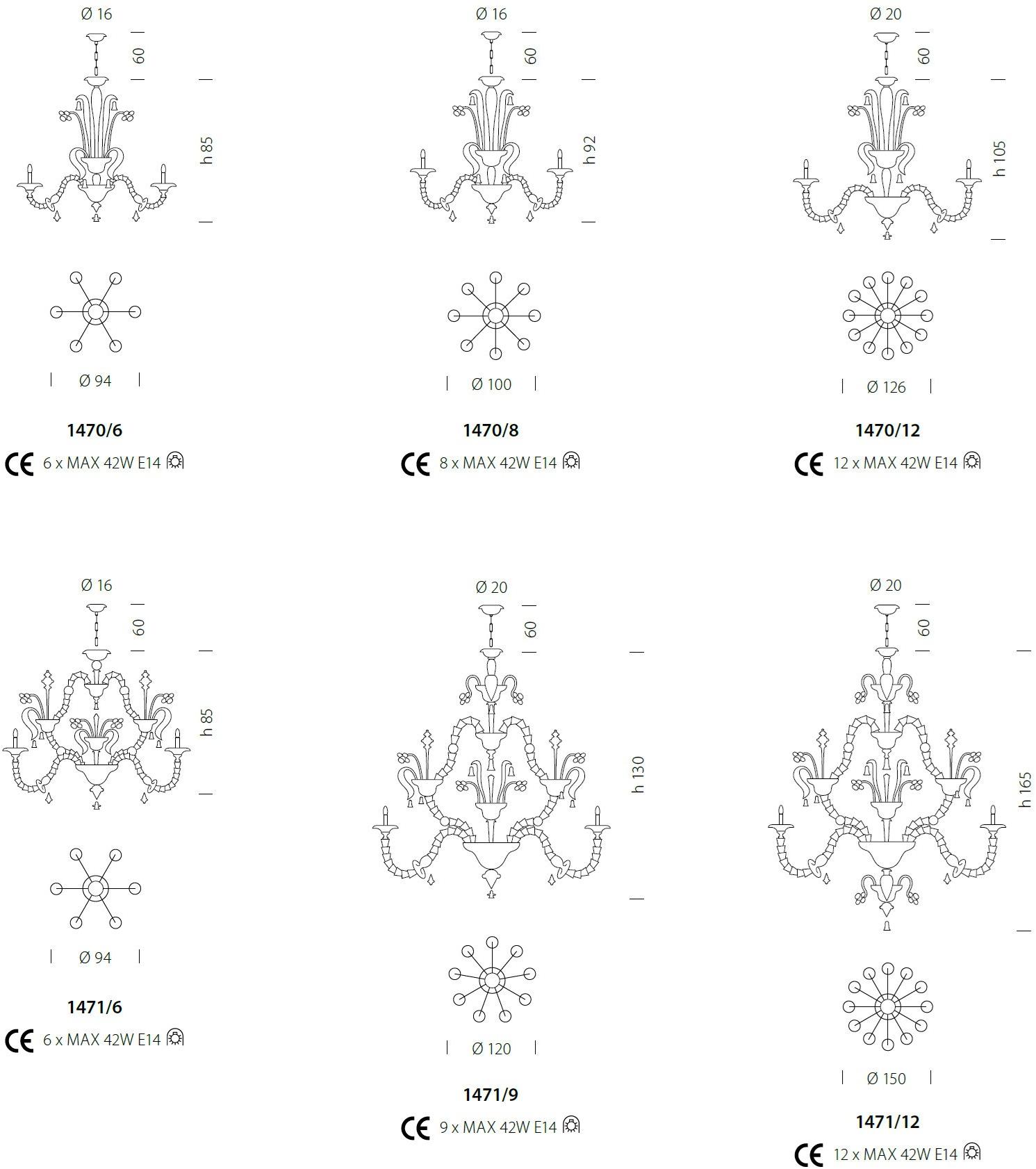 Sylcom Люстра из стекла с кристаллами Rezzonico 1470/1471/1472 - Вид №5