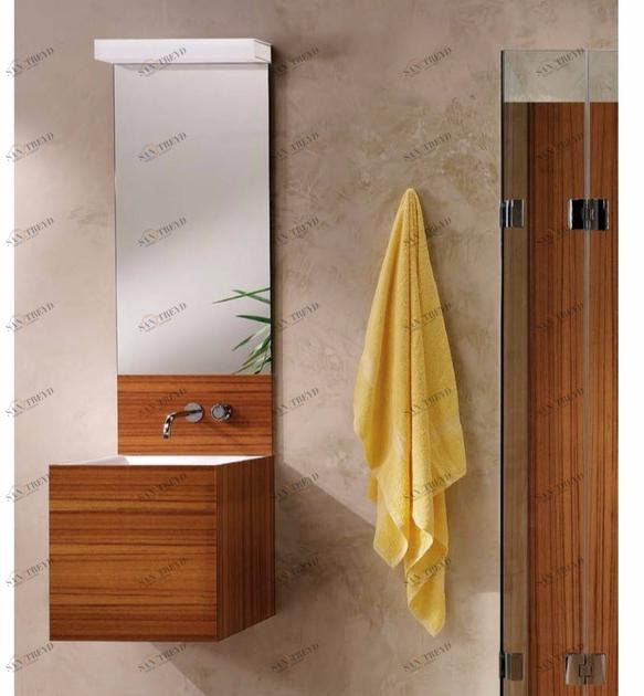 CARMENTA Подвесная тумба под умывальник из дерева с зеркалом Cube sun-id-1424593