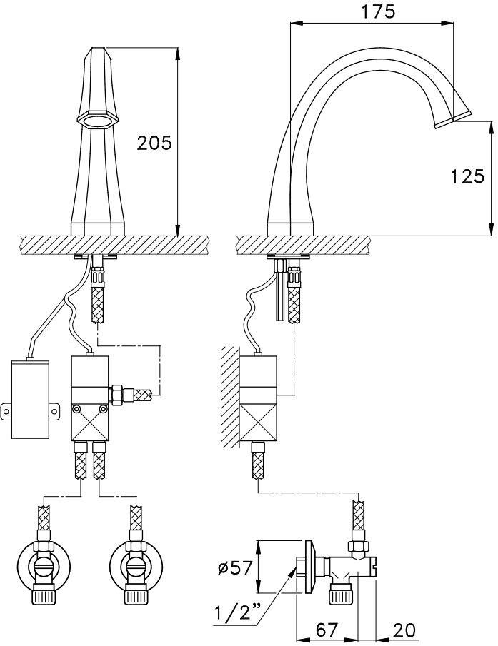 RUBINETTERIE STELLA Электронный смеситель для раковины Teletron sun-id-1445131 - Вид №3