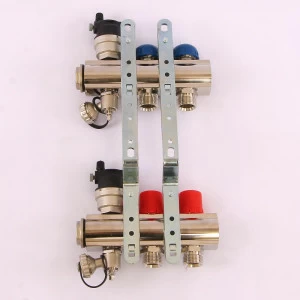 Коллекторная группа TOPWAY с регулировочными и термостатическими вентилями с резьбой под евроконус EMMETI 1"x3/4"ЕК 2 выхода