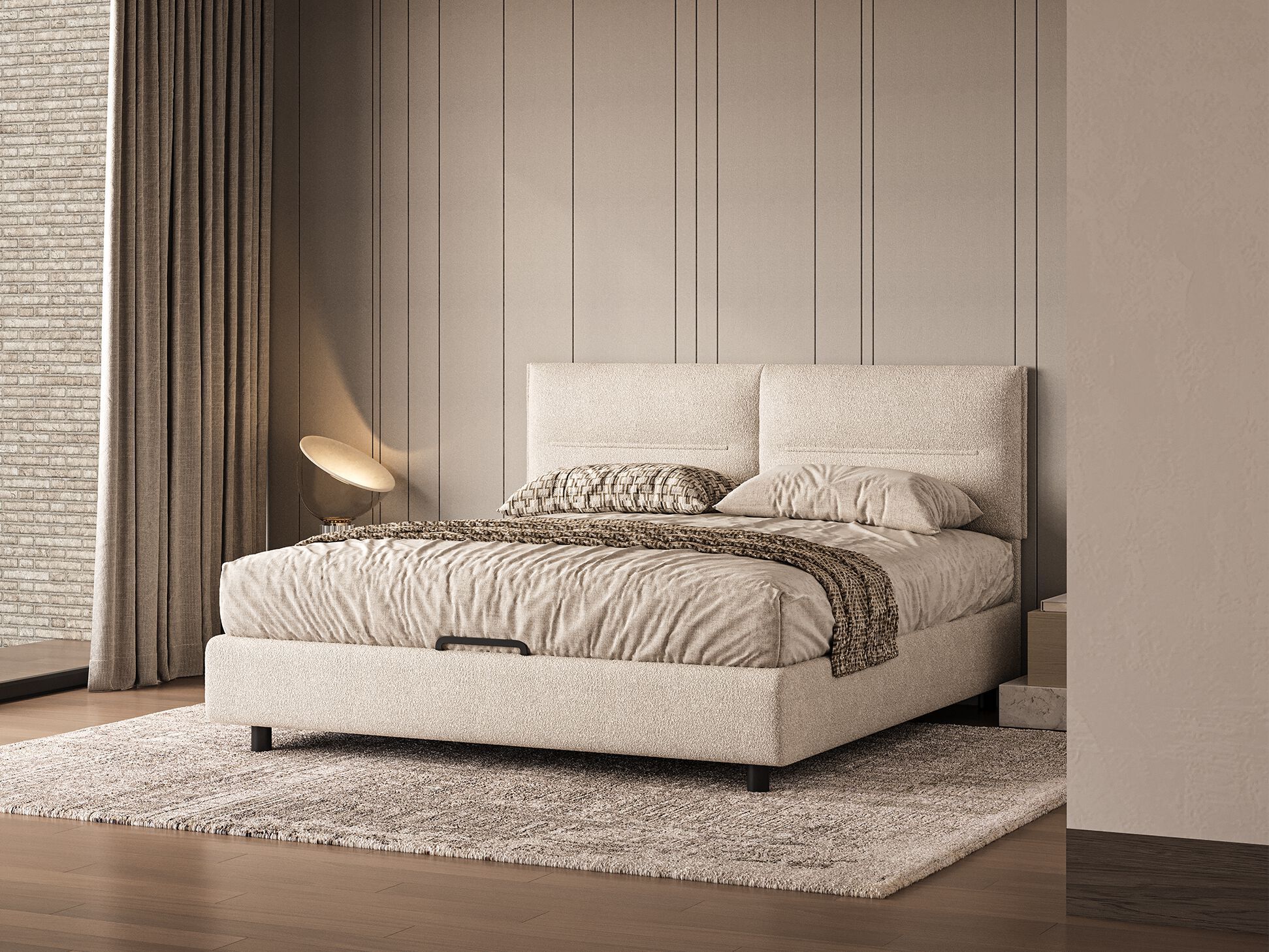 Двуспальная кровать-контейнер с мягким изголовьем Woodsoft SALERNO ARCH-00107010 - Вид №4