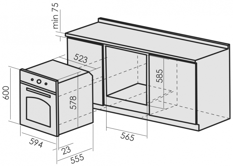 1197013 Электрический духовой шкаф MBS DE-606IV бежевый STDN-0080473 - Вид №14