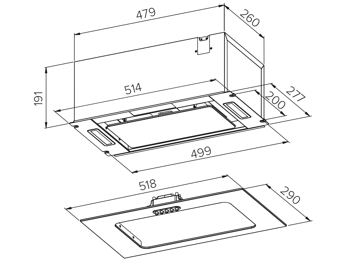 8160065 Вытяжка полновстраиваемая HOMSair CROСUS PUSH 52 черный STDN-0064438 - Вид №10