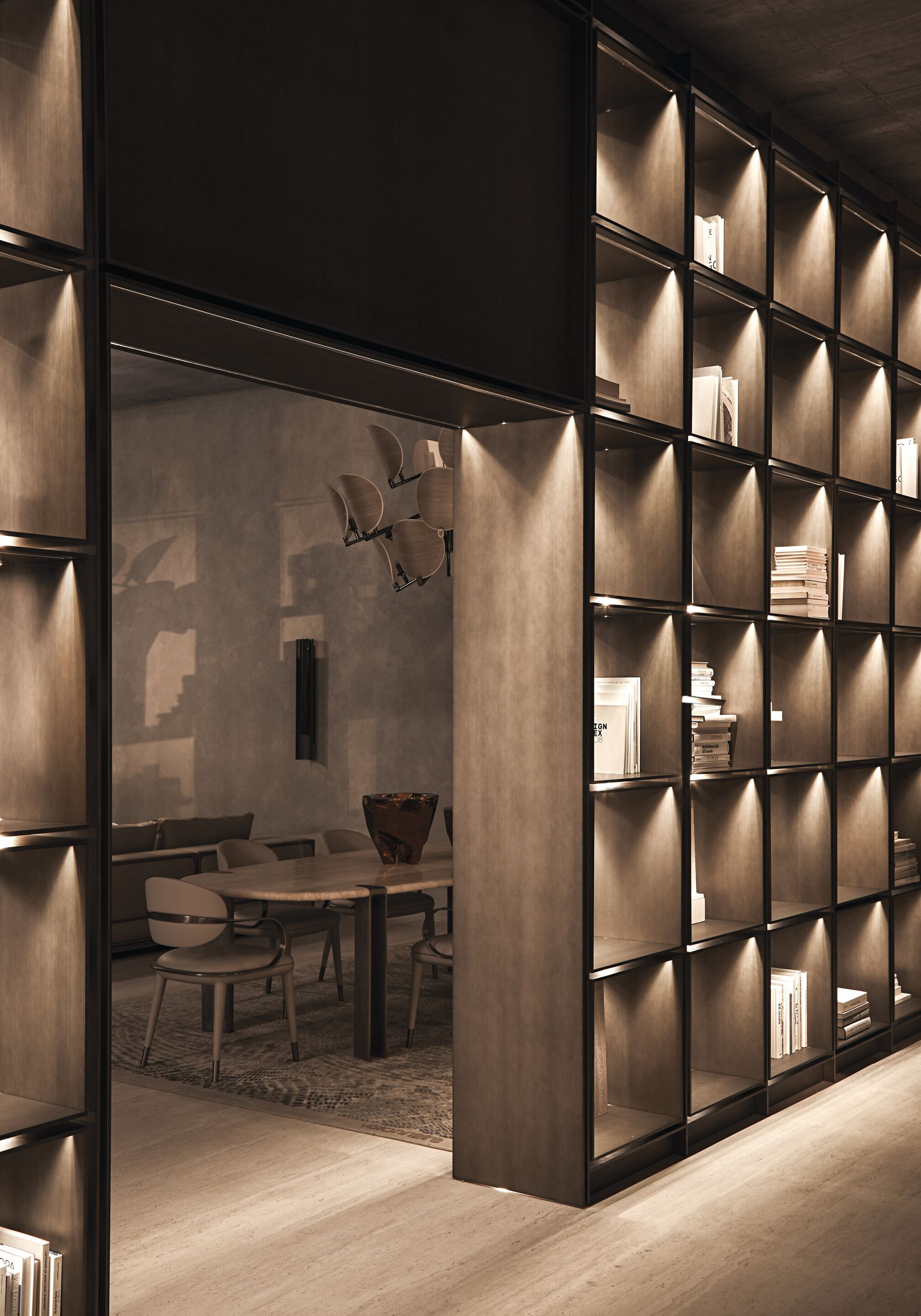 Модульный алюминиевый книжный шкаф с освещением Visionnaire C-SQUARE ARCH-00102125 - Вид №3