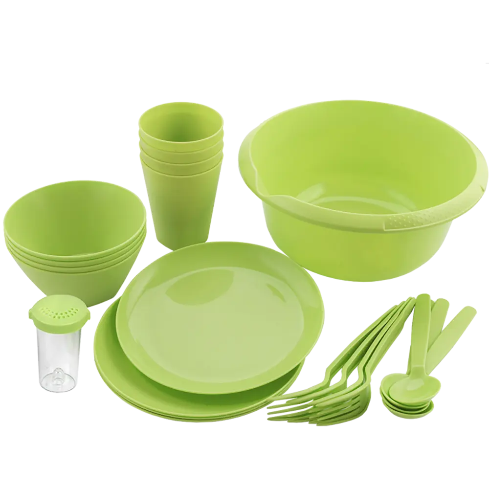 Набор посуды Berossi Picnic 4 персоны полипропилен цвет зеленый STLM-2042902 - Вид №1