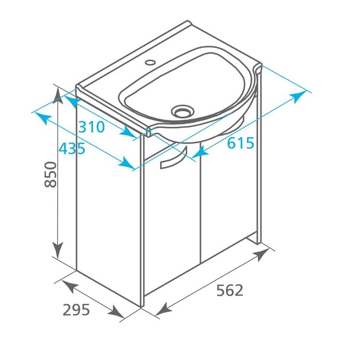 VOL60W2M95K Milardo Volga Тумба  Volga 60 см Россия - Вид №3