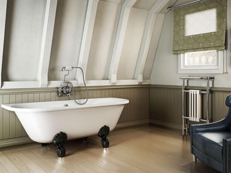 Burlington Традиционная ванна на ножках Avantgarde 1700 с приставной стенкой с ножками Luxury Classic из хрома L3C T12D  - Вид №5