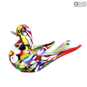 1523 ORIGINALMURANOGLASS Фигурка голубки - муррины и золото - муранское стекло  см