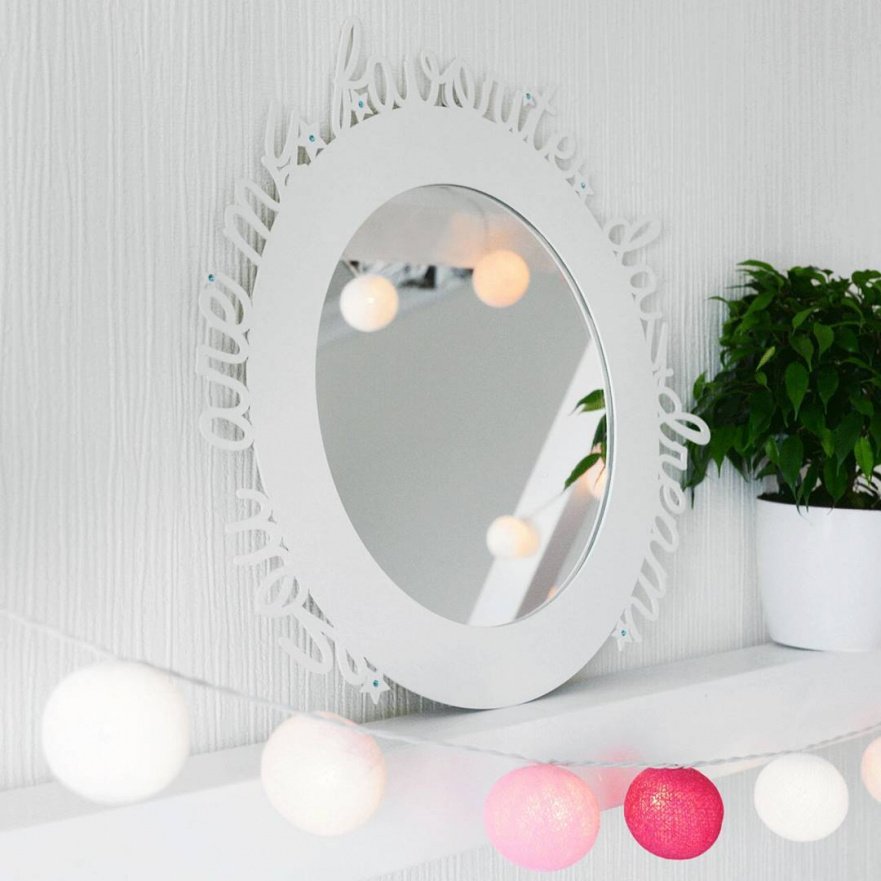 Зеркало белое круглое в раме с надписью Daydream BONESSI НАСТЕННОЕ ЗЕРКАЛО 049451 Белый  - Вид №6