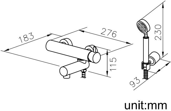 JUSTIME Смеситель для ванны из хромированной латуни с ручным душем Still one 6771-94-81cp - Вид №1