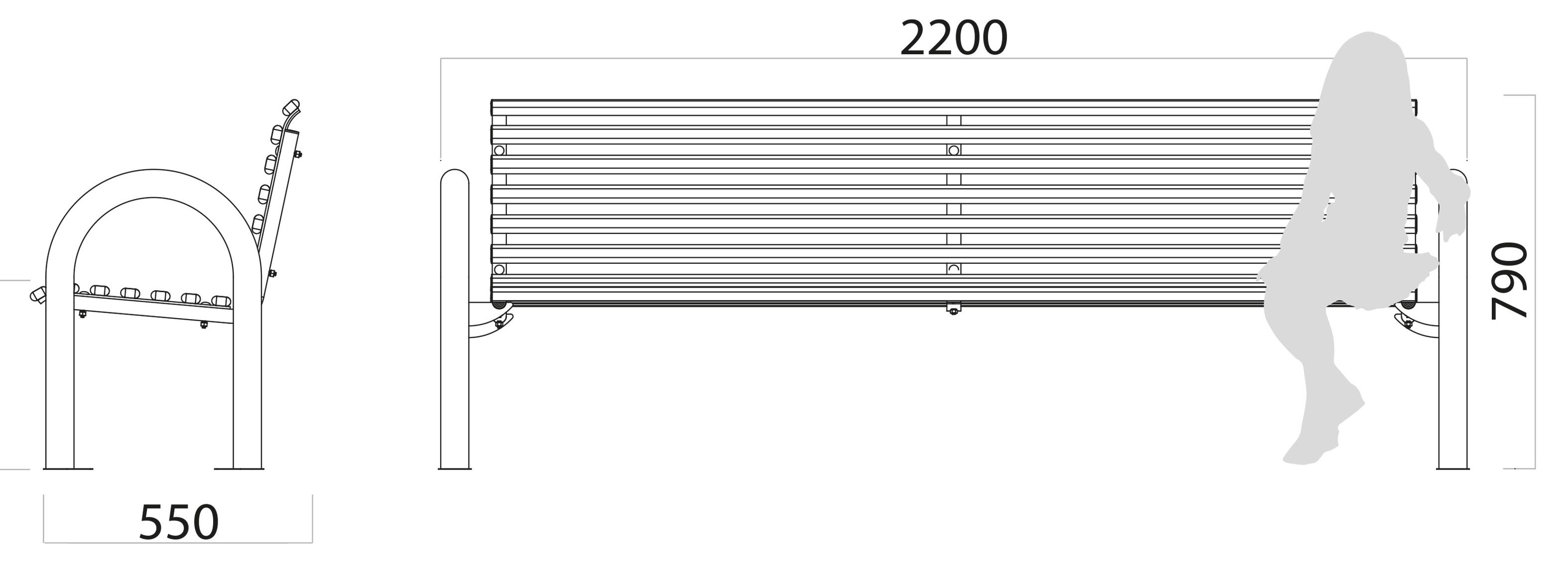 Стальная скамья со спинкой Lazzari LONDRA ARCH-00084736 - Вид №2