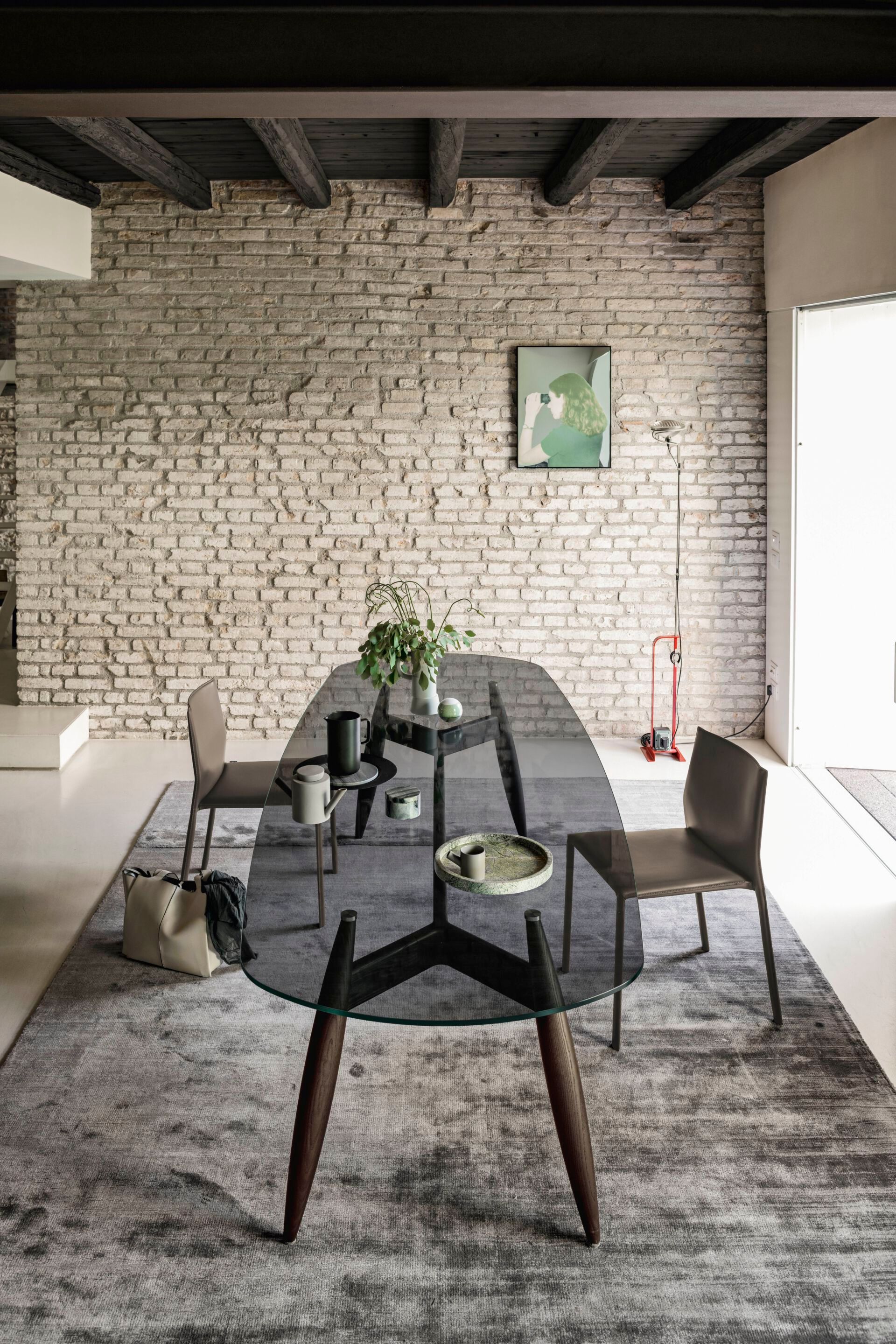 Прямоугольный стол из дерева и стекла Alf DaFrè FUSELLO ARCH-00103906 - Вид №2