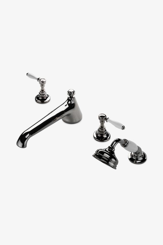 EATF13 Низкопрофильный скрытый наполнитель для ванн Easton Vintage с ручным душем и ручками из белого фарфора Waterworks 
