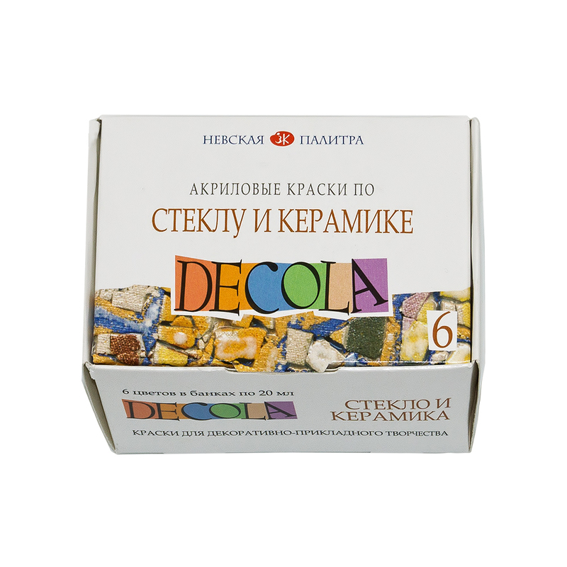 4041026 Набор красок по стеклу и керамике 6 цв. 20 мл DECOLA 