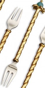 10575415 L’Objet Набор из 4 вилок для пирожных 10см "Венеция" (амазонит) п/к Сталь нержавеющая