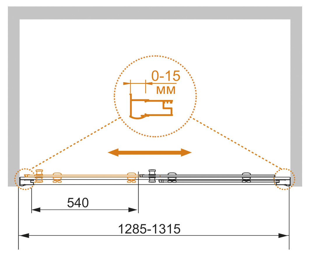 Душевая дверь в нишу CEZARES PRATICO-BF-1-130-C-Cr - Вид №7