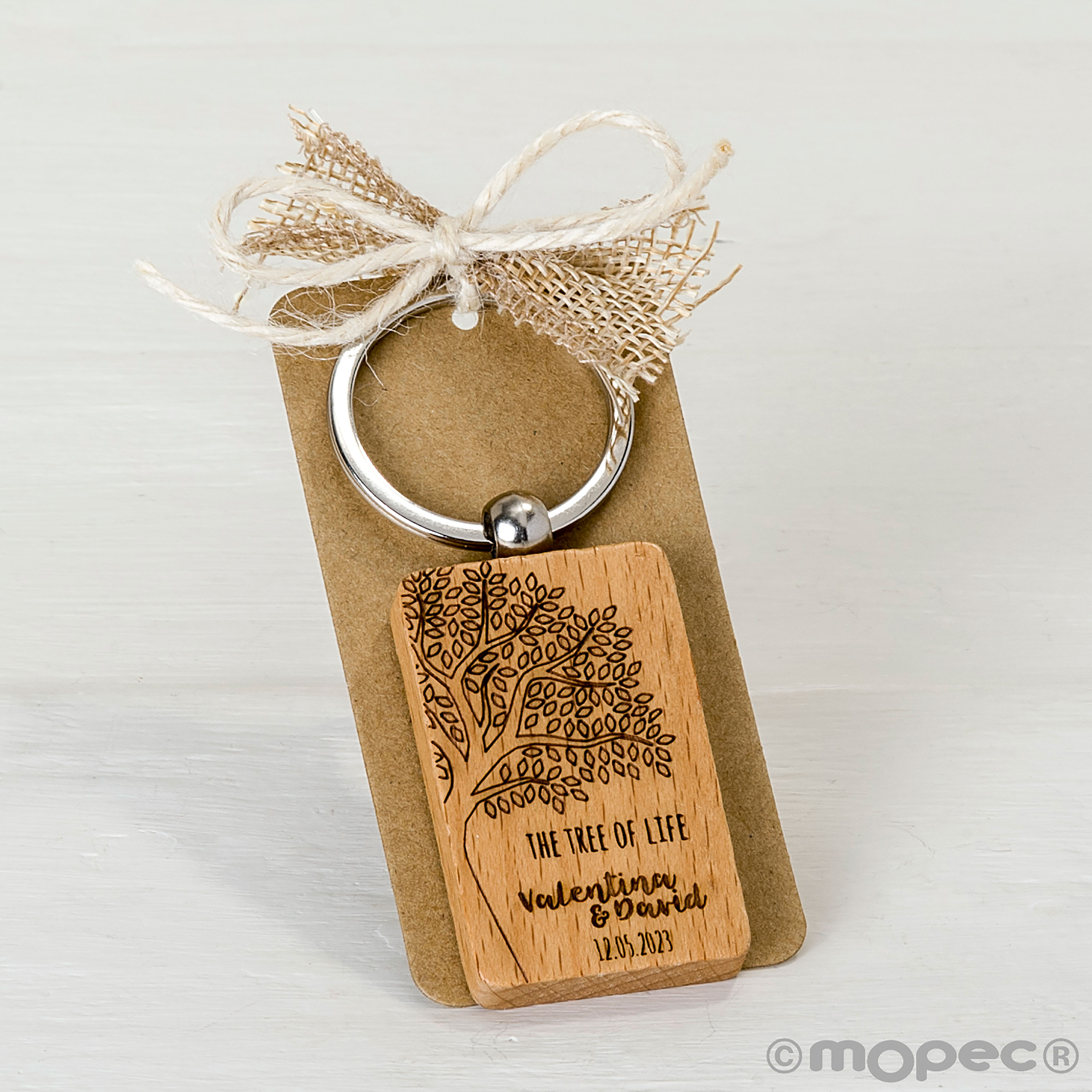 MWA10 PERS. Набор из 25 индивидуальных деревянных брелков 'древо жизни' Dekoraniaevents Bodas  - Вид №1