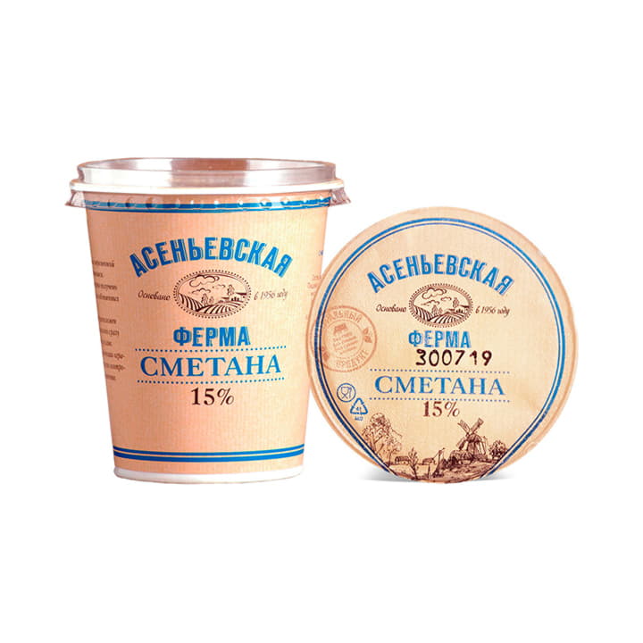 Сметана Асеньевская ферма 15% БЗМЖ 350 г Santreyd 18053 - Вид №1