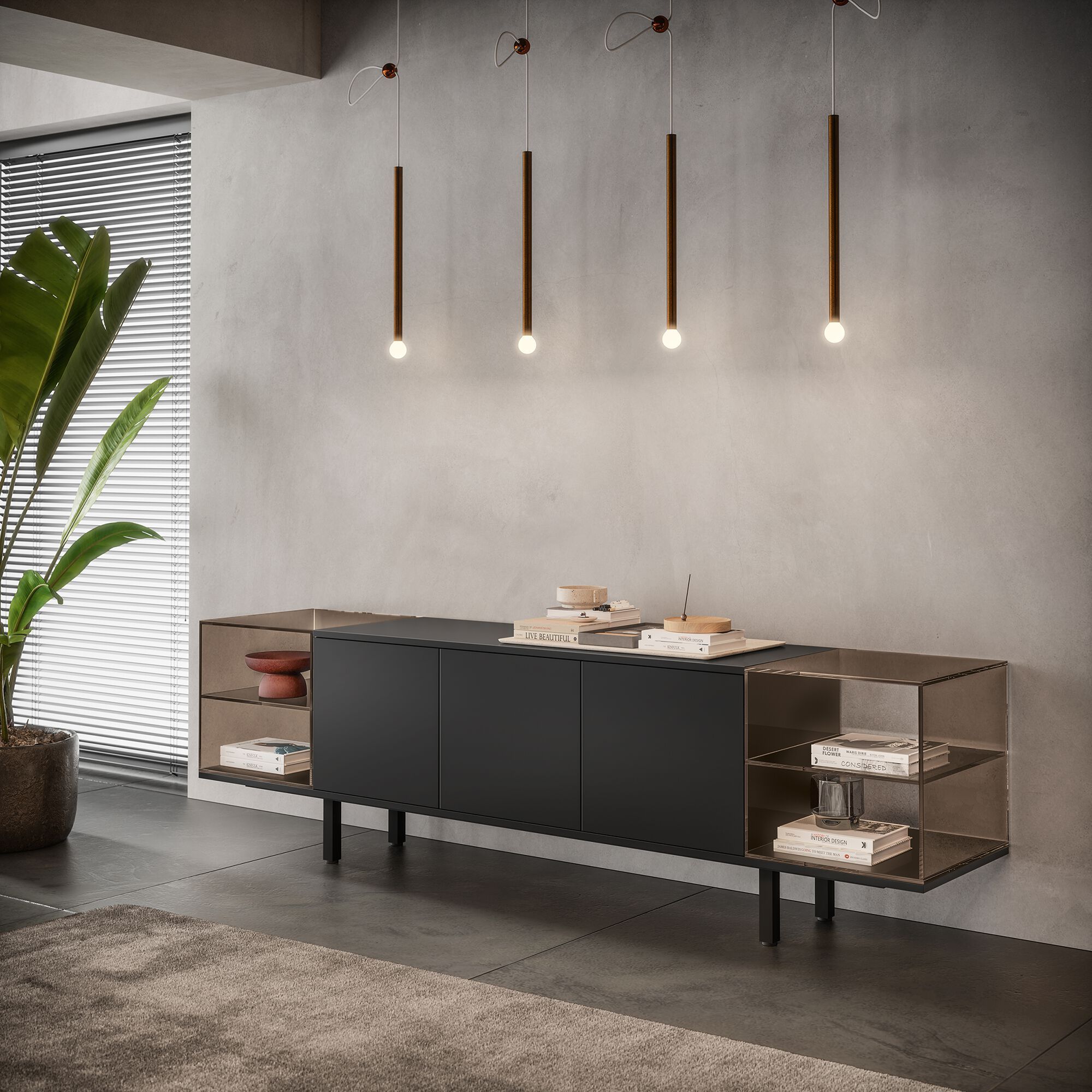 Шкаф из дерева и стекла с дверями About Office йога ARCH-00124392 - Вид №1