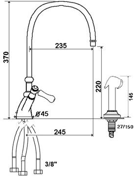 rvb Кухонный смеситель на два отверстия и вытяжной душ 1935 limoges 1935.--.13 - Вид №1