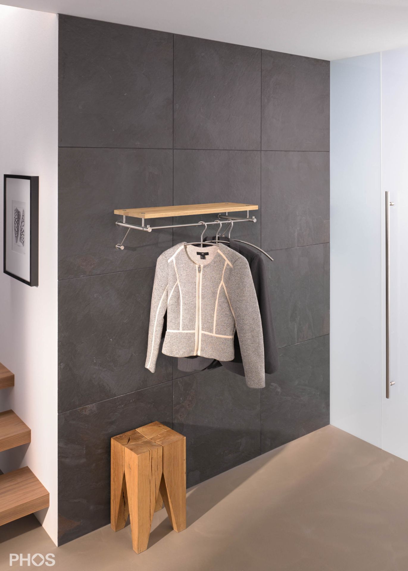 G3-600-Eiche Настенный шкаф с вешалкой для одежды и вешалкой для шляп из дуба - ширина 65 см PHOS  - Вид №1