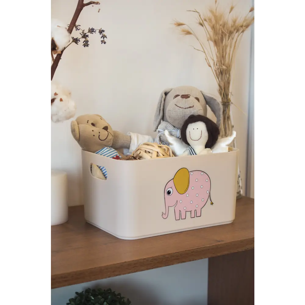 Корзина Honey Animals Слон 22.7x15.7x12.1 см 2.4 л полипропилен цвет пудра 83306948 STLM-2007575 Santreyd - Вид №4
