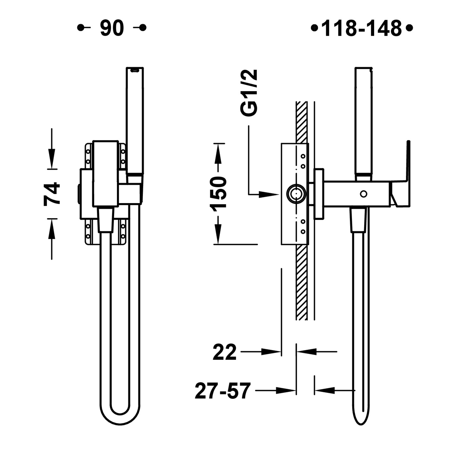Стационарная опора с подачей воды для ручного душа и шланга-00618201 TRES RICAMBI - Вид №4