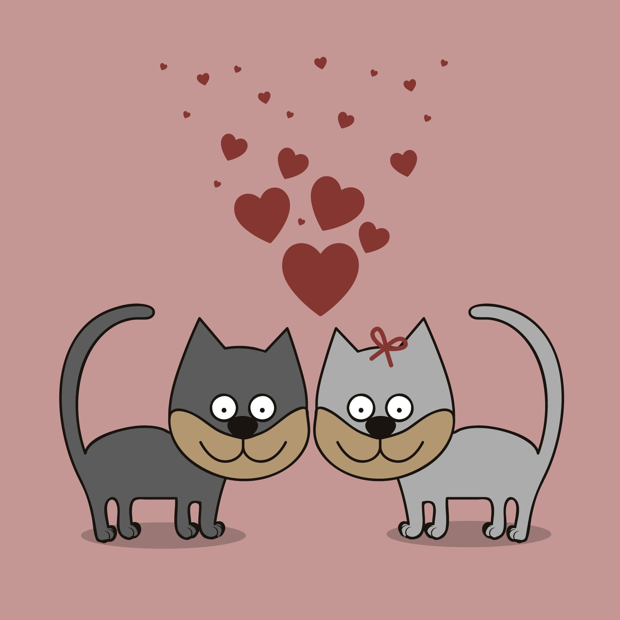 17982709 Картина на холсте «Кошки и сердца» 20х20 см Santreyd 