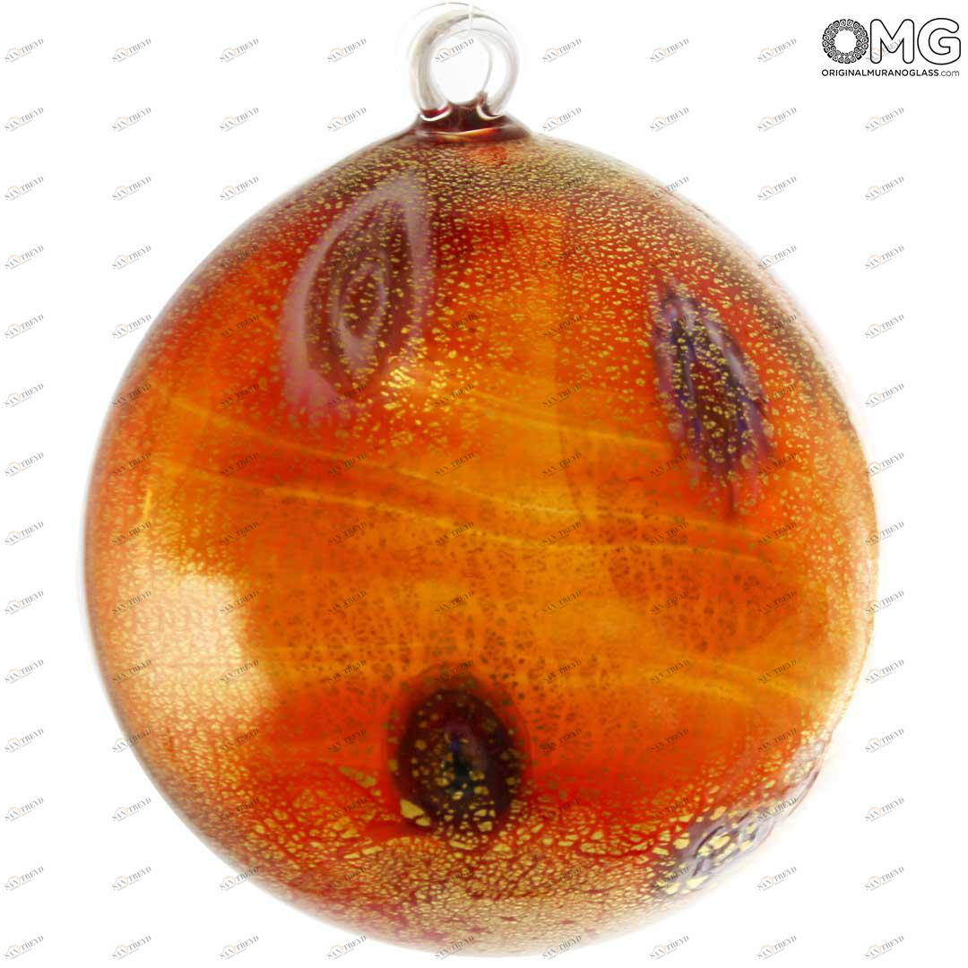 3679 ORIGINALMURANOGLASS Красный Ёлочный шар Фантазия миллефиори - муранское стекло OMG  см 