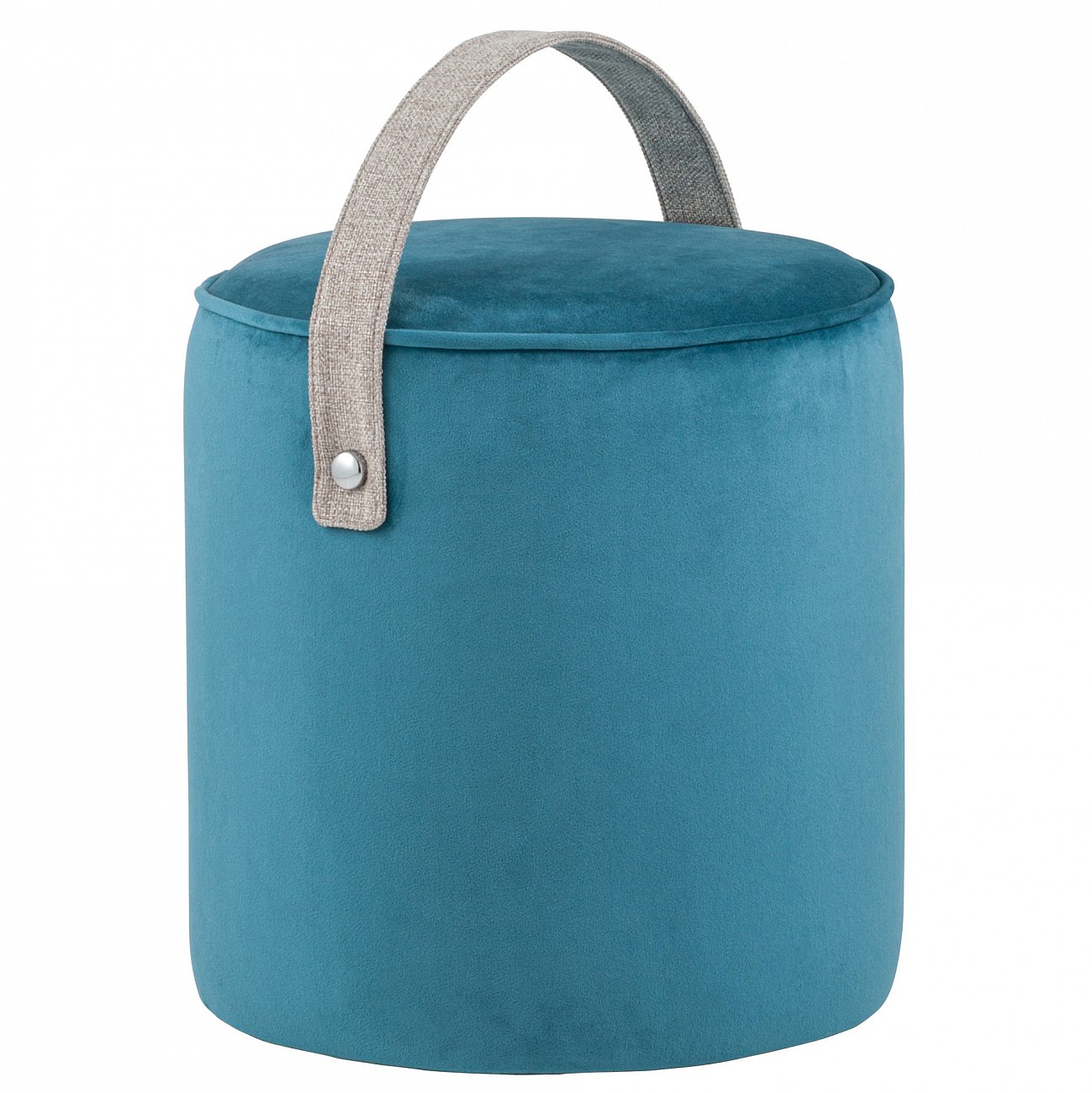 Пуфик круглый темно-бирюзовый вельветовый с ручкой "Джерри" STOOL GROUP  00-3881790 Голубой  - Вид №3