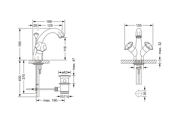 Смеситель для раковины на одно отверстие ½" JOERGER Florale 600.10.300.000 - Вид №1