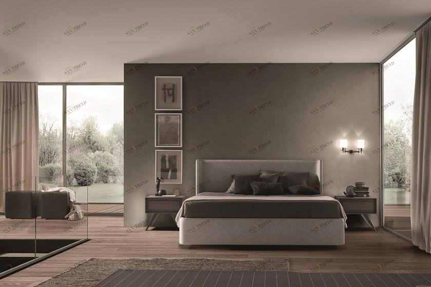 Presotto Кровать двуспальная с обивкой кожей Callas | letto sun-id-1506378