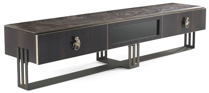 ETRO Home Interiors Низкая тумба под телевизор из эвкалипта с ящиками Klee E.klee.531.a - Вид №1