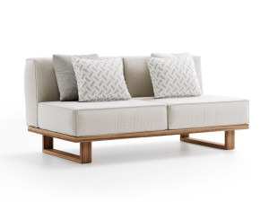 2-местный садовый диван из тикового дерева и ткани