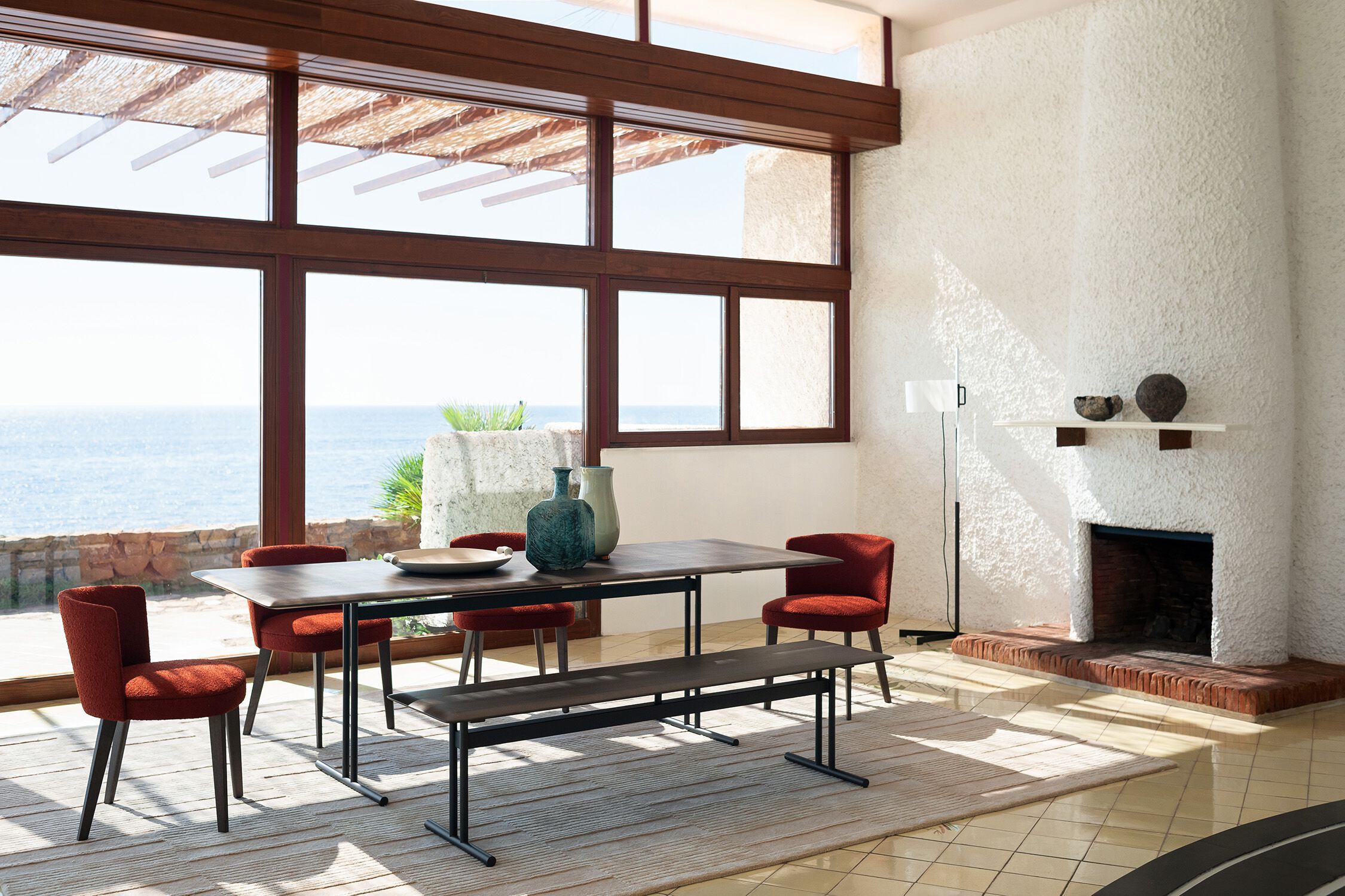 Скамья из ясеня и металла Potocco Graphic ARCH-00020959 - Вид №1