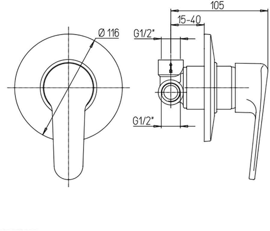 Paini Cooper 80CR690 смеситель встраиваемый для душа - Вид №1