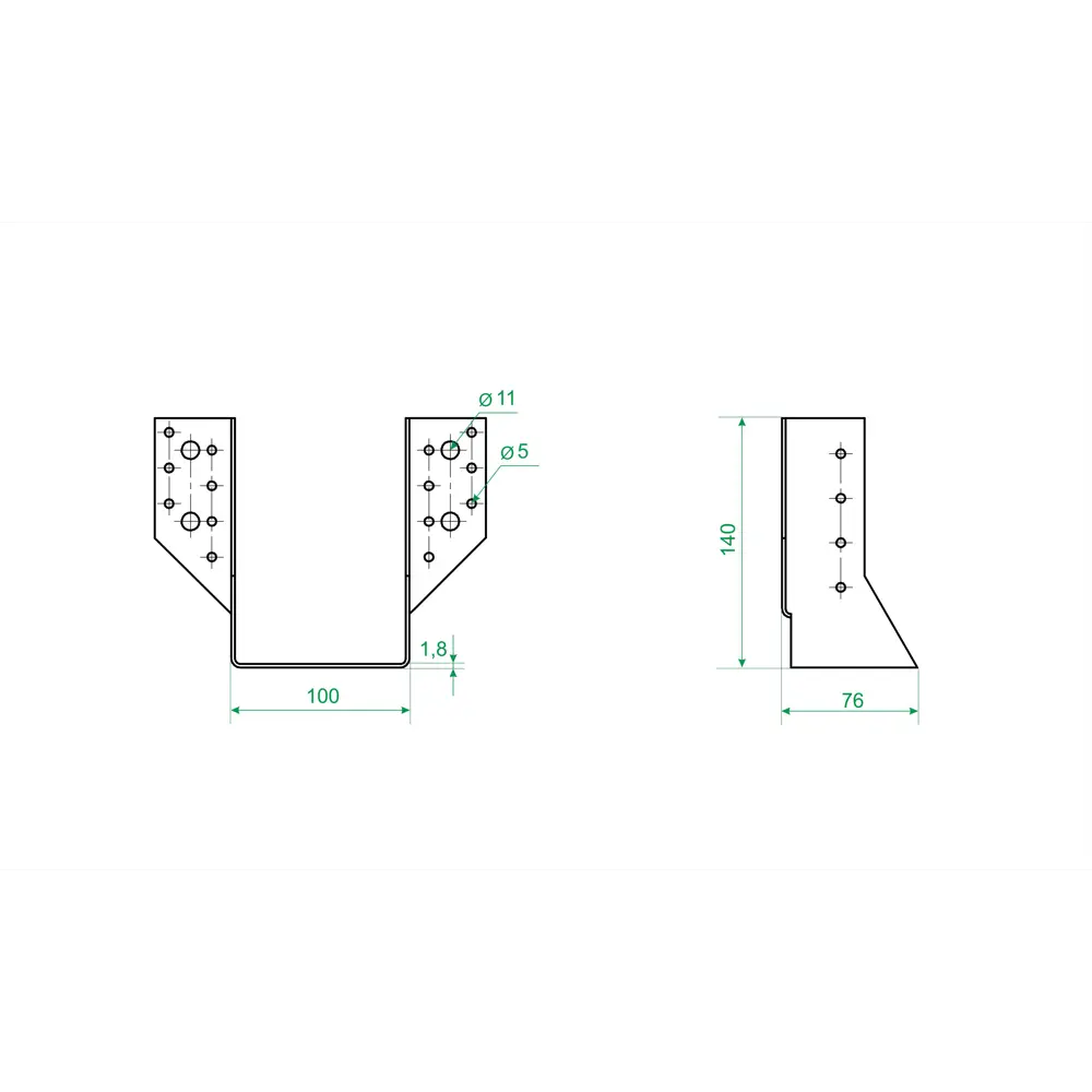 Santreyd Опора для балки раскрытая 100×140 мм стальная усиленная 84857902 STLM-0056297 - Вид №2