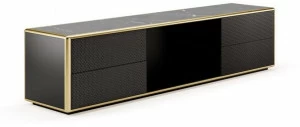 SM Living Couture Лаковая тумба под телевизор с мраморной столешницей и кожаными ящиками Couture Mda_01