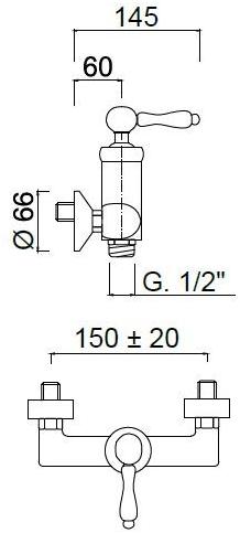 Rubinetteria Giulini Смеситель для душа с одной ручкой на 2 отверстия Hermitage - hermitage crystal F4408 - Вид №1