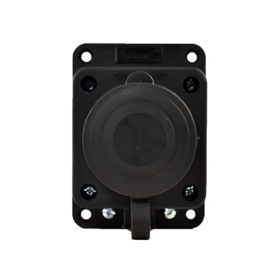 Розетка наружной уст. прямая с заглушкой 2Р+РЕ 1х16А 220-240V черный LEZARD 106-0400-0103 - Вид №1