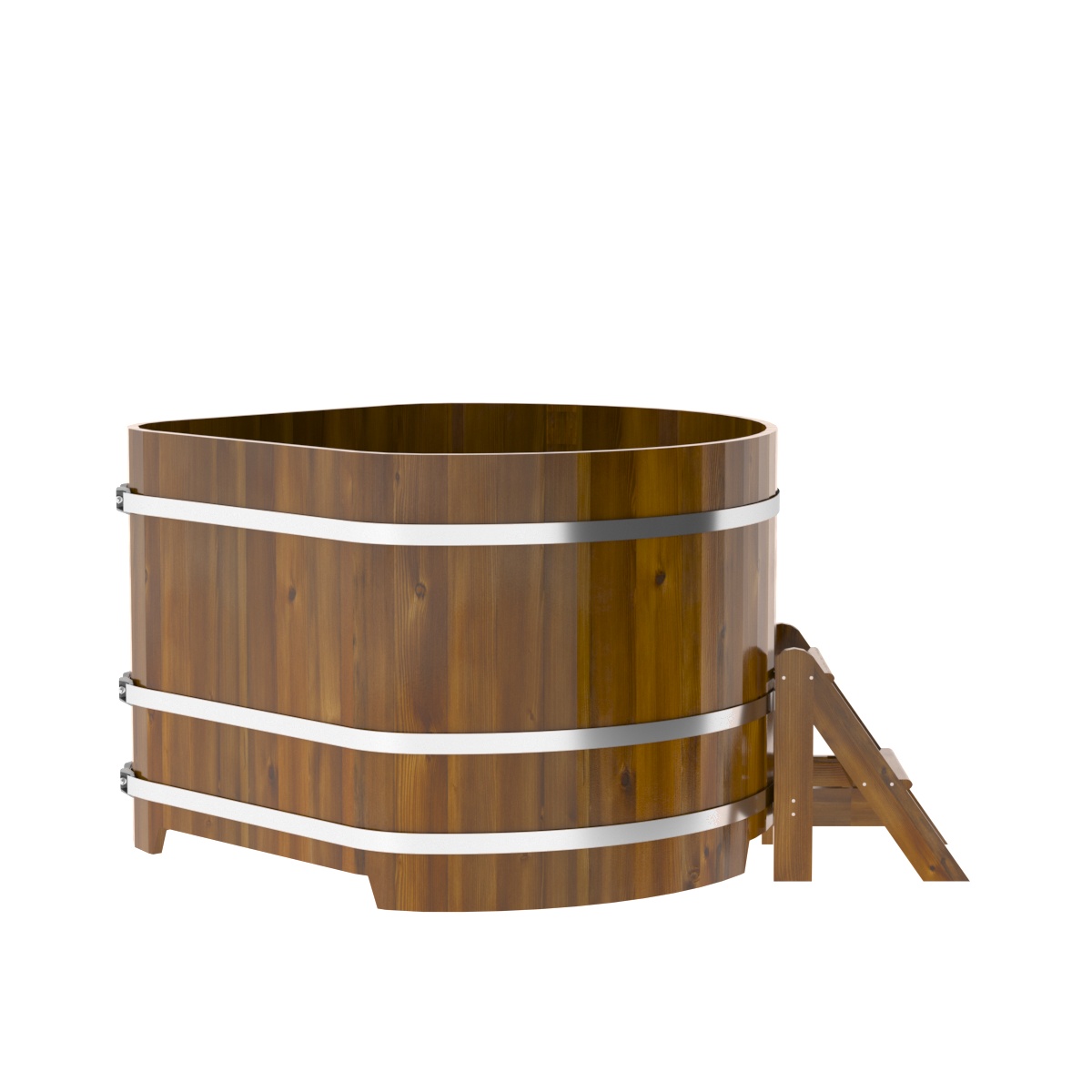 2319 Купель угловая из лиственницы Рустик 1,37х1,37х1,0 морёная Alyarus  - Вид №3