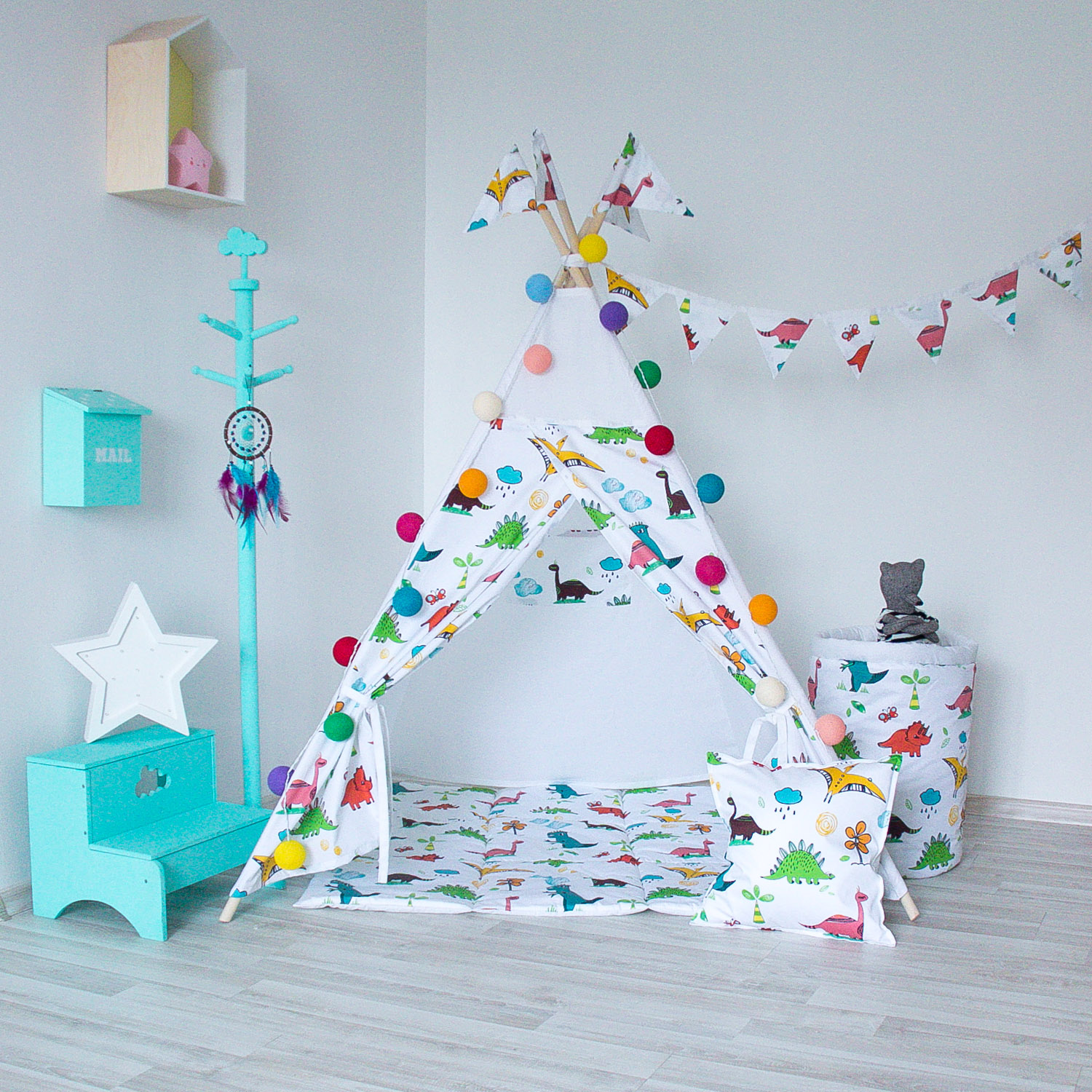 Гирлянда из 8 флажков Dino VAMVIGVAM DINO 282170 Красный;желтый;зеленый Santreyd - Вид №4