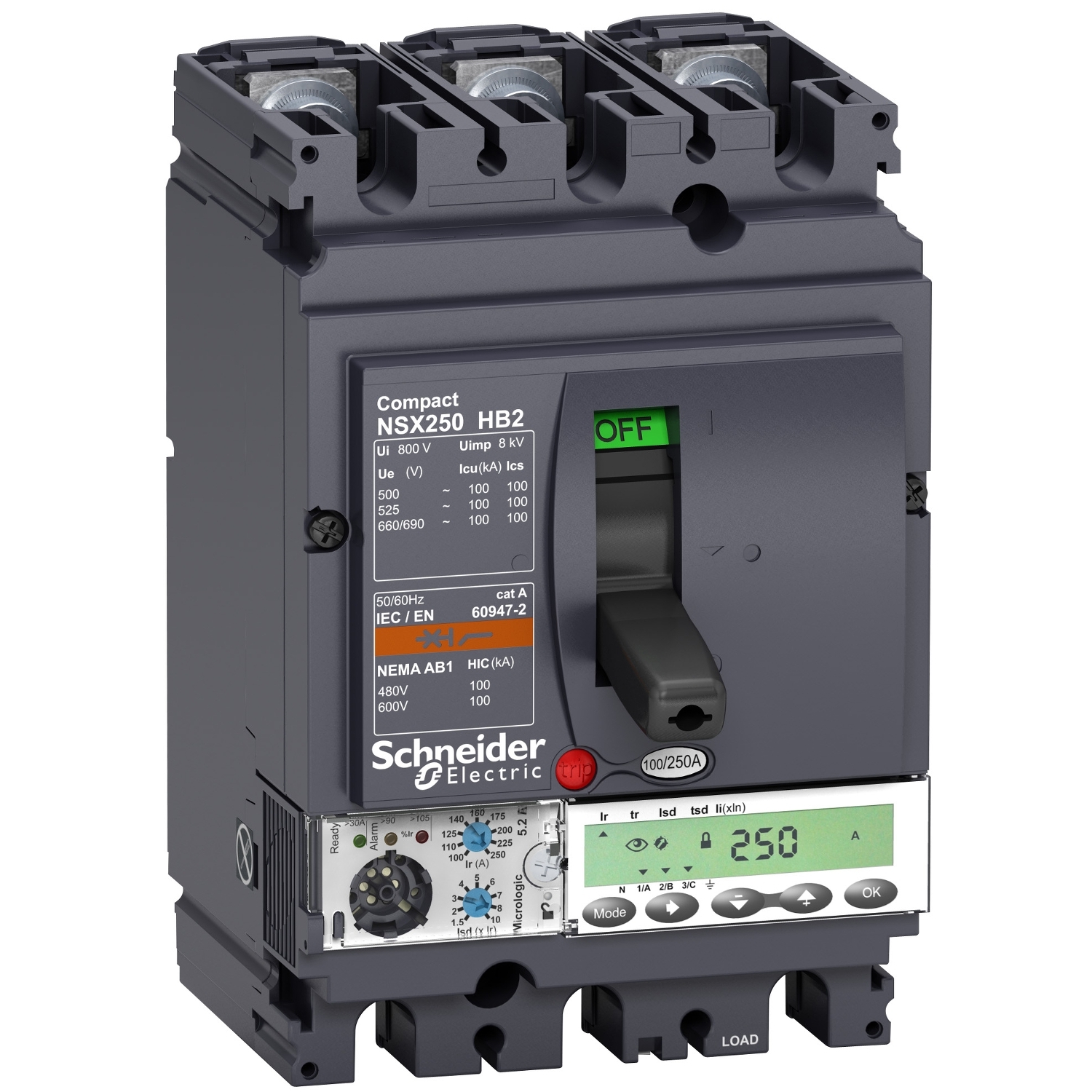 LV433582 Силовой автомат NSX 250, Micrologic 5.2 E, 100кА, 3P, 250А Schneider Electric Compact 