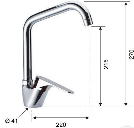 Remer Rubinetterie Смеситель кухонный с поворотным изливом Class line eco Le 42 u lt8 - Вид №1