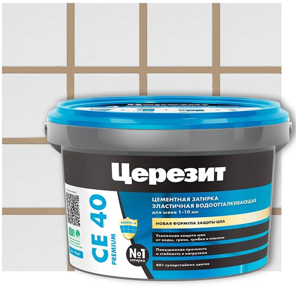 ЦЕРЕЗИТ CE 40 Водоотталкивающая затирка для влажных помещений, Багама беж 2 кг 12778303