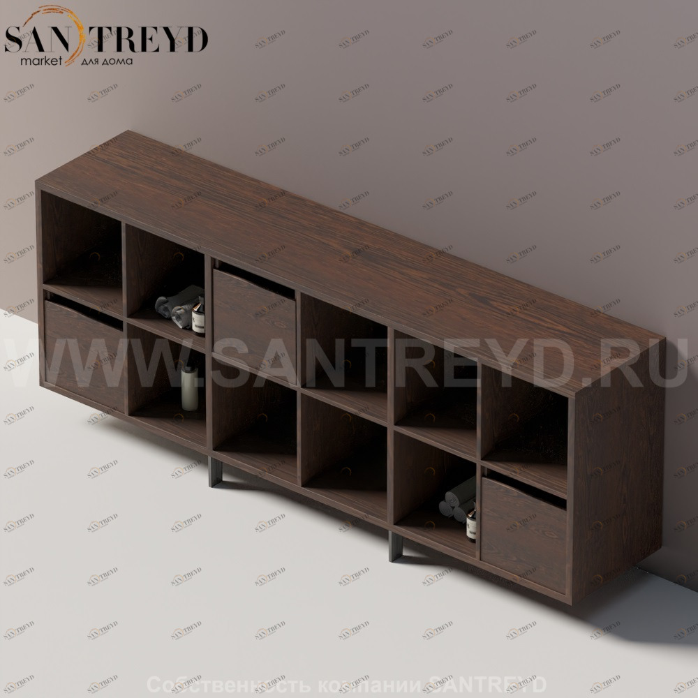 Agape KONTE Горизонтальный шкаф из МДФ под коричневый дуб с возможностью установки выдвижного ящика AMOB045ORU