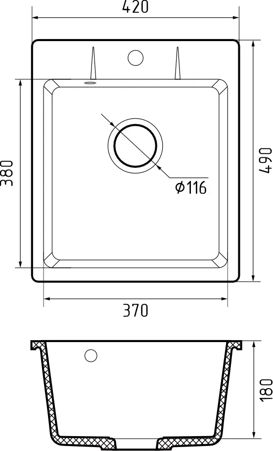 Кухонная мойка Кварц URBAN S366 GranFest 242-S366 - Вид №1