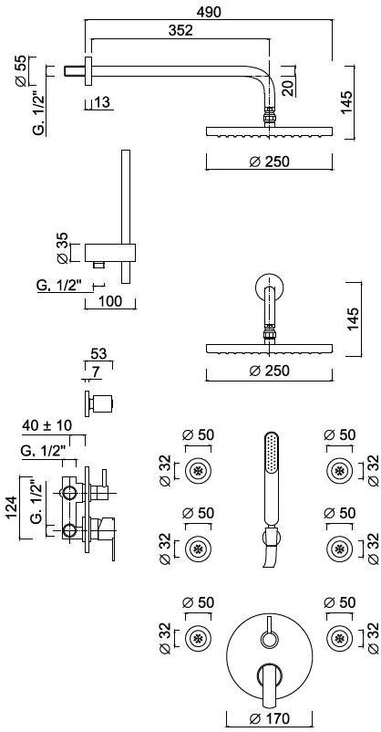 Rubinetteria Giulini Смеситель для душа одинарный с лейкой Surf F5813-3kbs - Вид №2